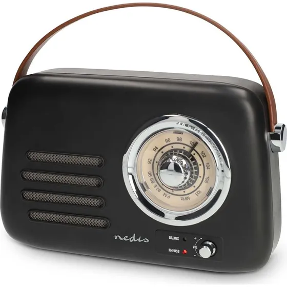 Nedis RDFM2600BK Retro FM-radio, Bluetooth, 10 W, sort
