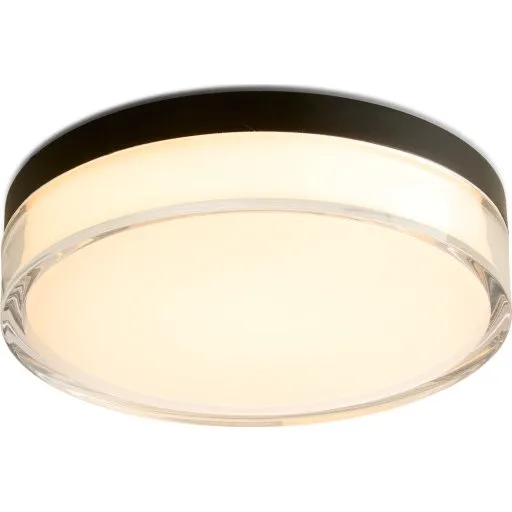 Halo Design Clear plafond, 23 cm, klar akryl, sort metal, dæmpbar LED