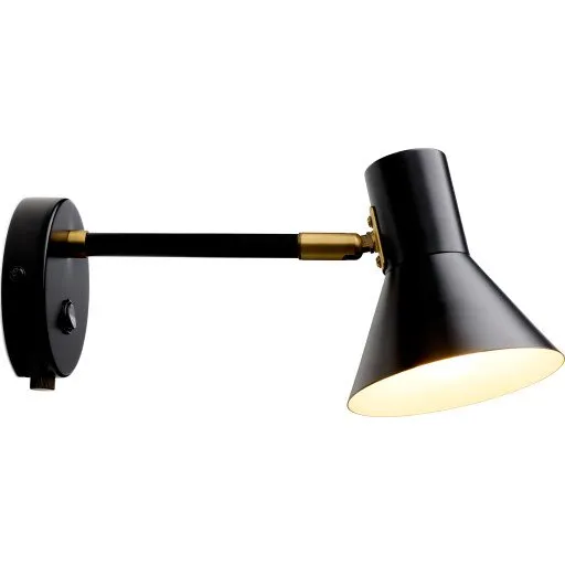 Halo Design Style væglampe, sort med messingdetaljer