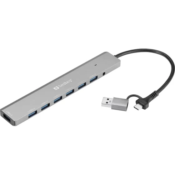 Sandberg 7-Port USB3.0 Hub USB-C/A - Sølv