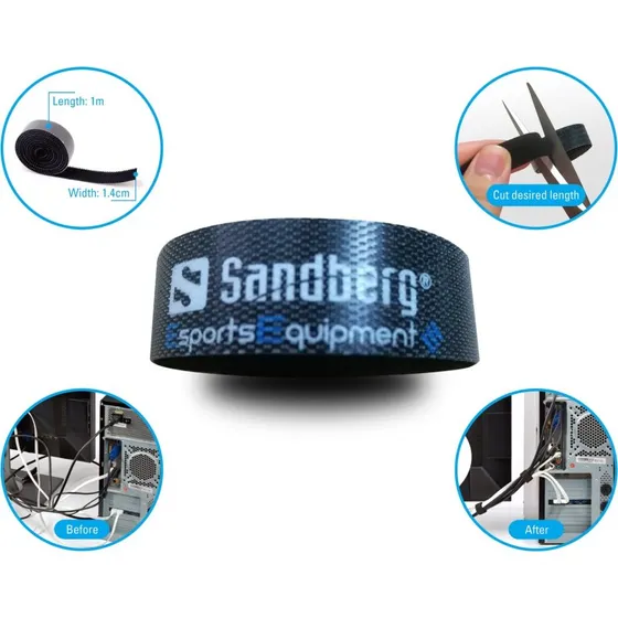 Sandberg Cable Velcro Strap 5-pack, Sort, 1m