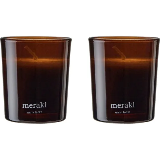 Meraki Warm Tonka Duftlys 2 x 60 gr. - 12 timers belysning