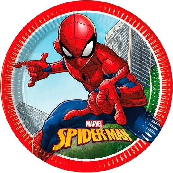 Globos Spiderman Paptallerkner 23 cm, 8 stk.