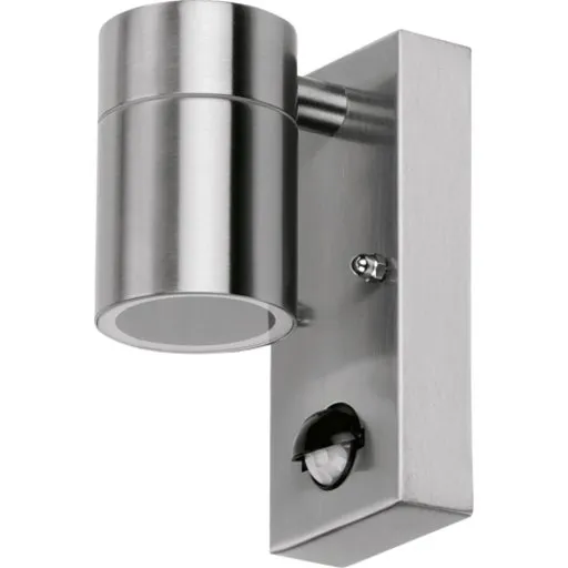 4lite Marinus Sleek udendørs væglampe med sensor, rustfrit stål