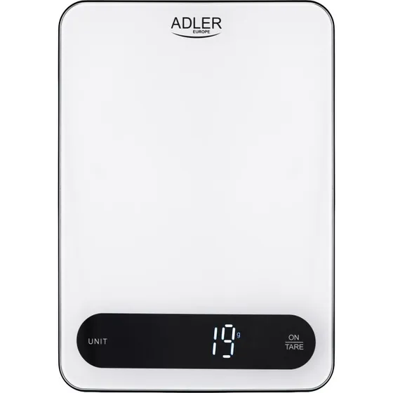 Adler AD 3177wb Køkkenvægt 10 kg, USB-C, Hvid/Sort