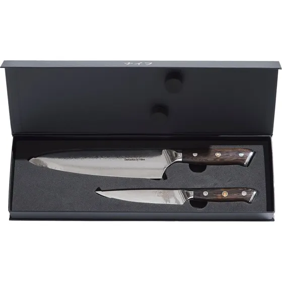 Hâws Damascus Wengé Knivsæt 2 dele: 32 cm kokkekniv + 24 cm universalkniv