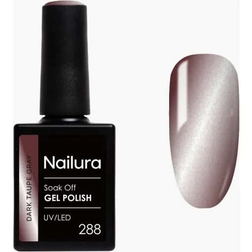 Nailura Gel Polish 288 – Mørk Taupegrå, 10 ml, Metallisk Glans