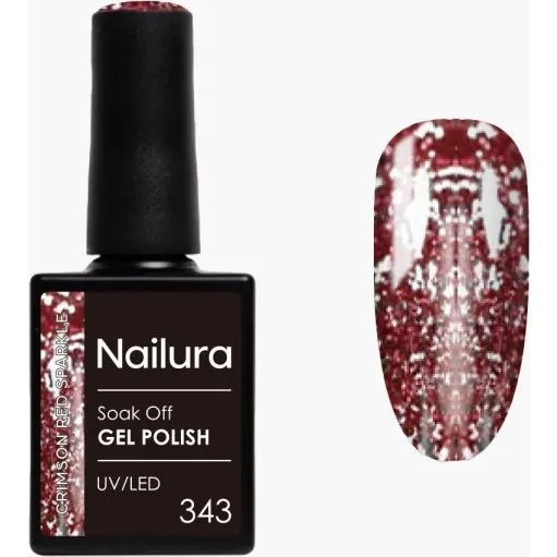 Nailura Gel Polish 343 Crimson Red Sparkle 10 ml