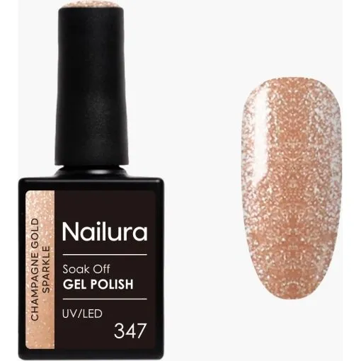 Nailura Gel Polish 347 Champagne Gold Sparkle 10 ml