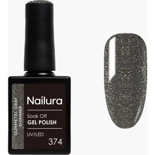 Nailura Gel Polish 374 – Gunmetal Gray Shimmer, 10 ml