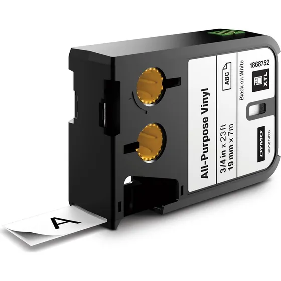 DYMO XTL Vinyl Tape 19mm Sort på Hvid 7m