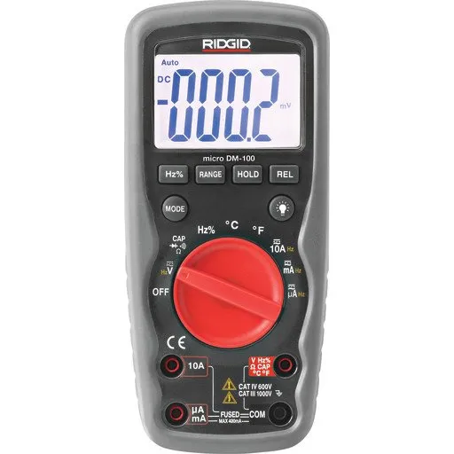 Ridgid DM100 digitalt multimeter, vand- og stænktæt, CAT III-1000 V