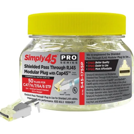 ProSeries 10G RJ45 netværksstik, skærmet, Cat6/6a/7/7a, 50 stk.