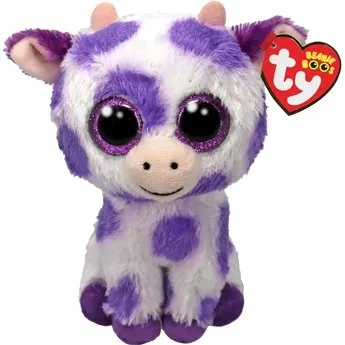 TY Ethel Cow Beanie Boos - Sissy, blød hundelegetøj med klare blå øjne