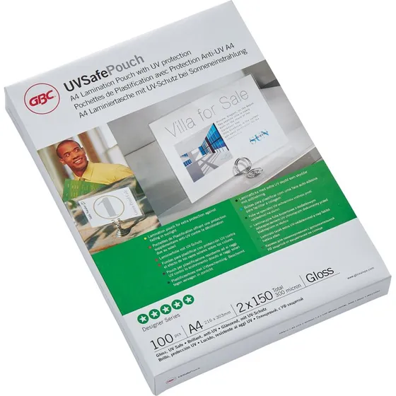 GBC Lamineringslomme A4 UV-sikker 150 micron (100 stk)