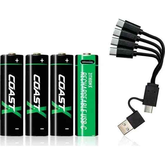 Coast Zithion-X AA 1,5V USB-C genopladelige batterier (4 stk)