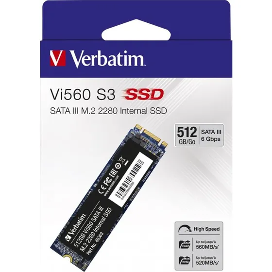 Verbatim Vi560 S3 SSD 512GB M.2 2280 Sort