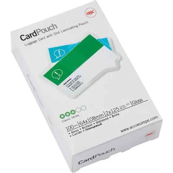 GBC Card Laminating Pouch 64 x 108 mm, 100-pakke, 125 mikron, blank