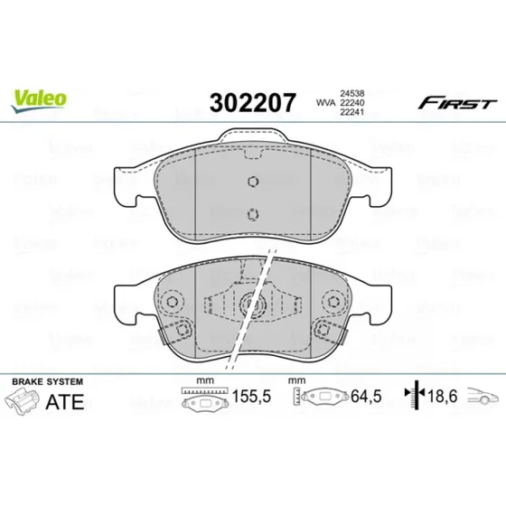 VALEO Bremseklodser 302207 for FIAT 500X & Jeep Renegade