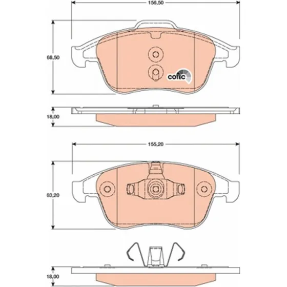TRW Bremseklodser GDB1808, Akselsæt til Renault Clio IV, Megane III & Laguna