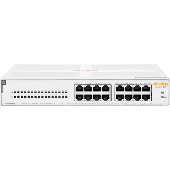 Aruba Instant On 1430 16-port PoE+ Switch, 1U, hvid