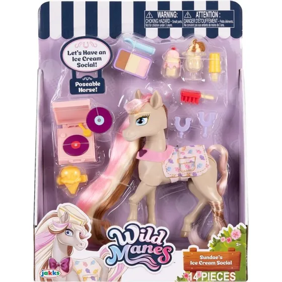 Wild Manes Hest med Tilbehør Sundaes Ice Cream, 17 cm, 13 dele
