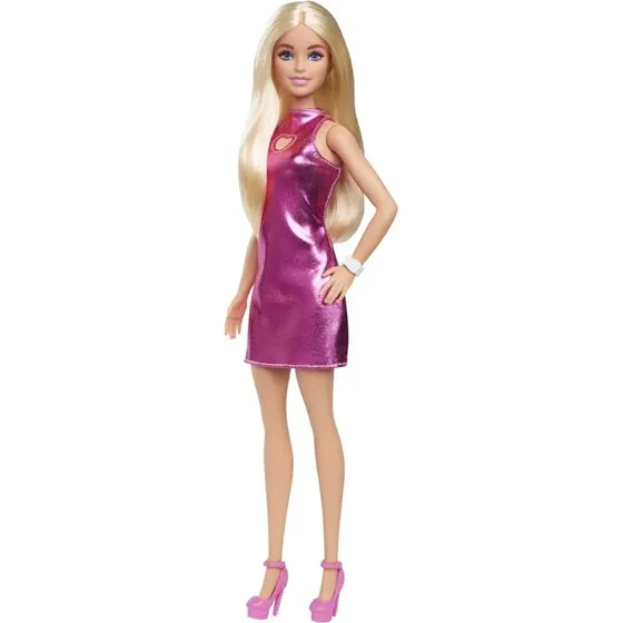 Barbie Fashionista Pink Metallic Kjole Dukke - 3+ år