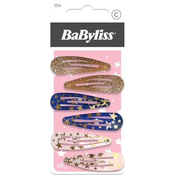 BaByliss KIDS Glitter & Stars Hair Clips 6 stk