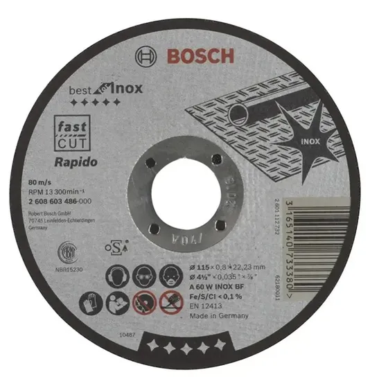 Bosch A60w Inox Skæreskive 115x0,8 mm Lige