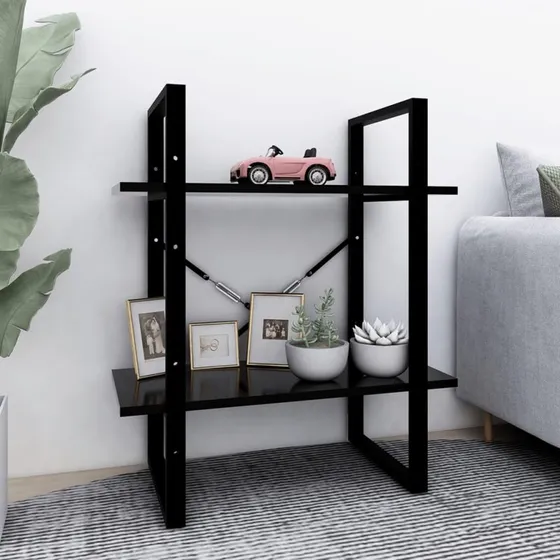 vidaXL bogreol med 2 hylder 60x30x70 cm sort