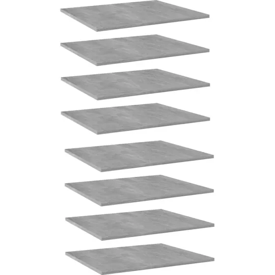 vidaXL 8 stk. boghylder 60x50x1,5 cm betongrå spånplade