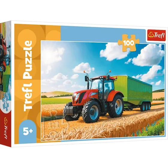 Trefl Puslespil Traktor med Trailer 100 Brikker