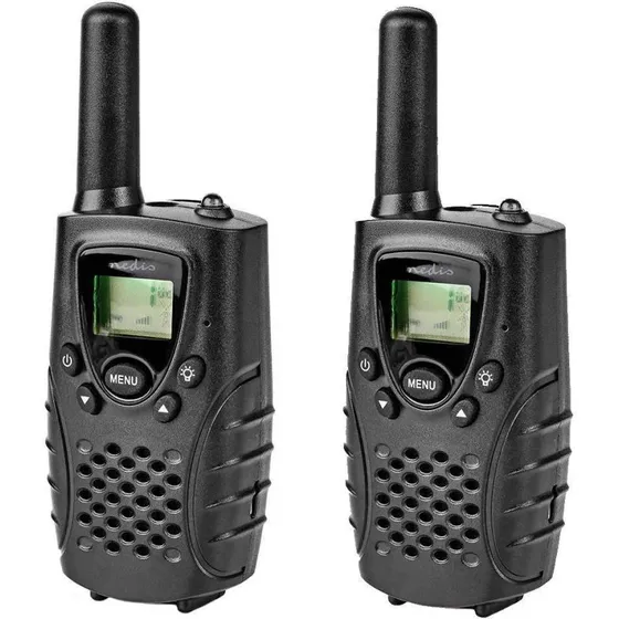 Nedis Walkie Talkie 2x, 8 Kanaler, 8 km Rækkevidde, Sort