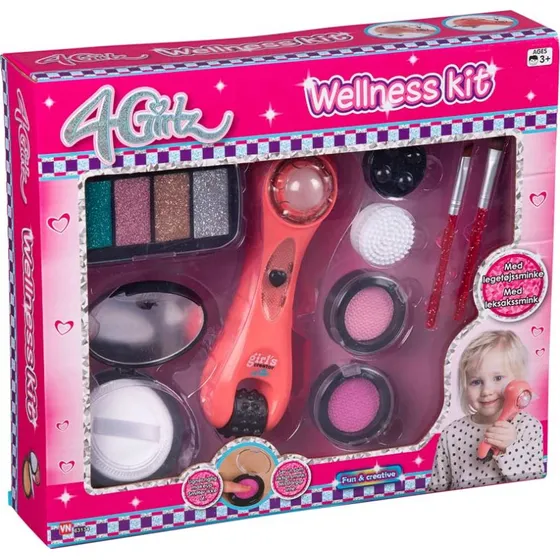 4 Girlz Wellness Kit med Ansigtssmassage & Legetøjssminke