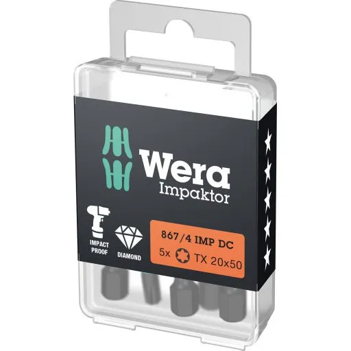 Wera 867/4 Impaktor Torx bit TX20, 5 stk.
