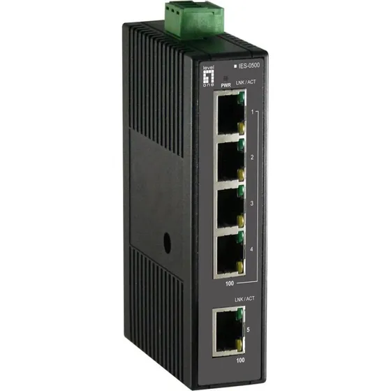LevelOne IES-0500 5-porte DIN-skinne-switch, 10/100 Fast Ethernet