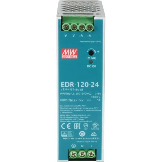 LevelOne EDR-120-24 24V DC 120W DIN-skinne strømforsyning
