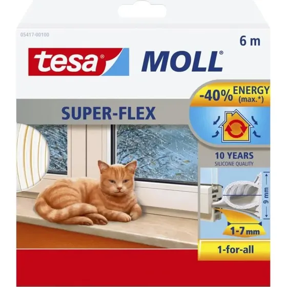Tesa Tesamoll Silikone Tætningsliste O-profil 8,5mm x 6m Hvid