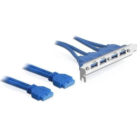 DeLok 2× USB 3.0 19-pin til 4× USB-A, 0,4 m
