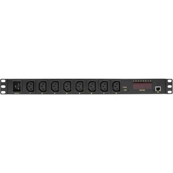 LogiLink PDU8P01 1U IP-overvåget PDU med 8 x C13, sort