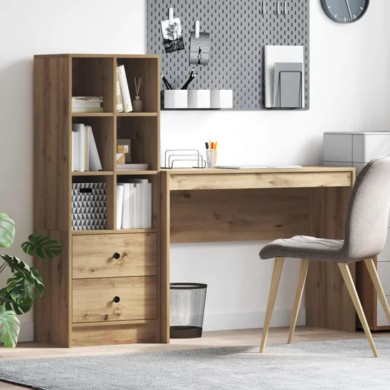 vidaXL Artisan Egetræ Skrivebord med Skuffe og Hylde 100 x 40 x 76 cm