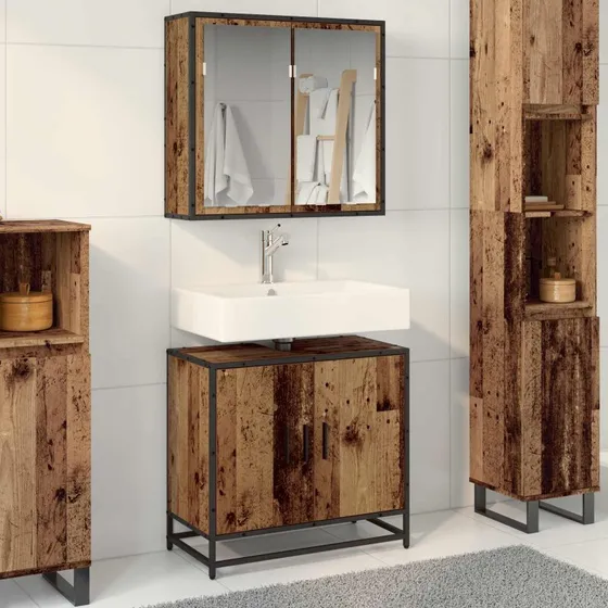 vidaXL Badeværelsesmøbel sæt 2 pcs Gammelt træ 65 x 33 x 60 cm