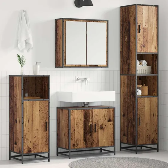 vidaXL Badeværelsesmøbel sæt 3 pcs gammelt træ, 65 x 33 x 60 cm