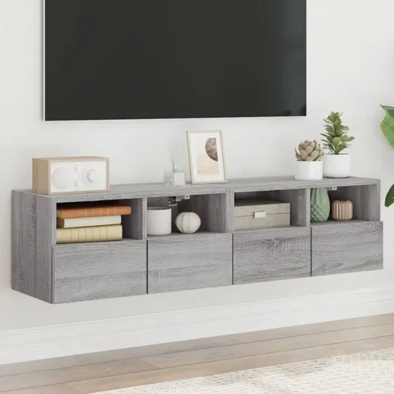 vidaXL tv-borde til væg 2 stk. 60x30x30 cm grå sonoma