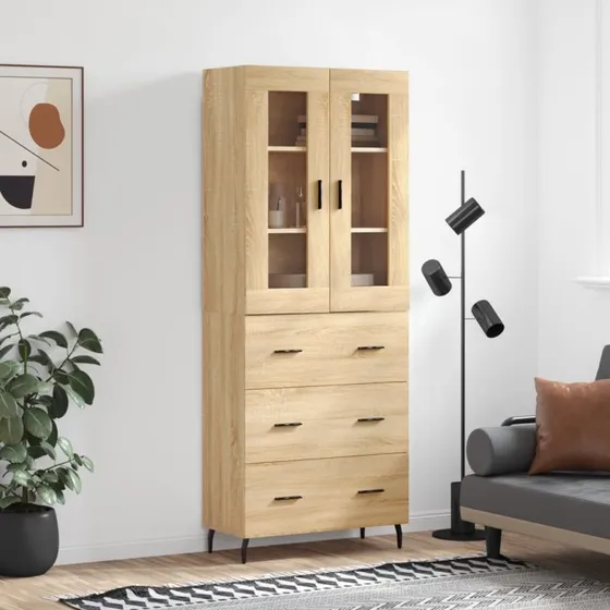 vidaXL Højskab 69,5x34x180 cm Konstrueret Træ Sonoma-Ege