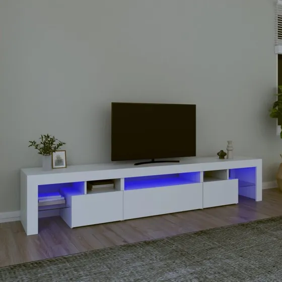 vidaXL TV-skab med LED-lys 215x36,5x40 cm hvid