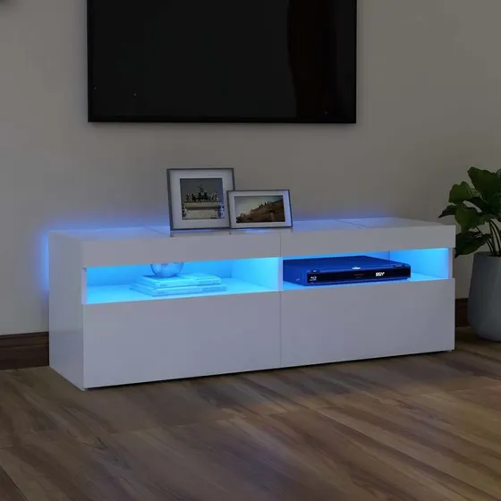 Tv-skab med LED-lys 120x35x40 cm, brun egetræ