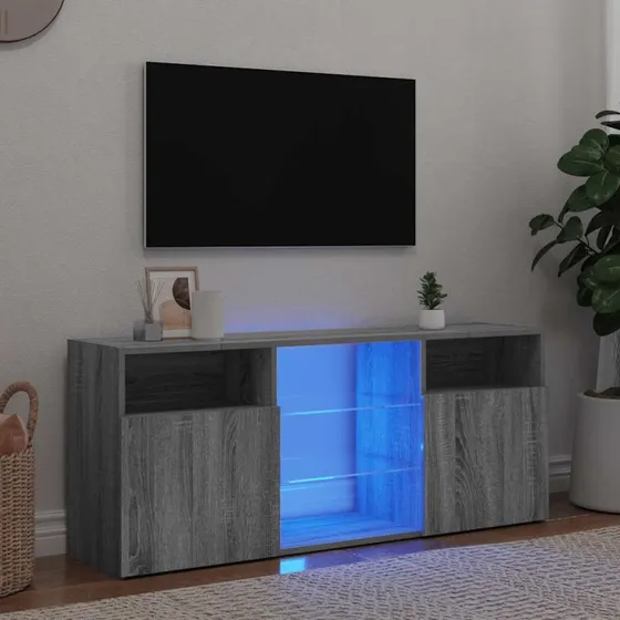 vidaXL tv-bord 120x30x50 cm grå sonoma-eg med LED-lys