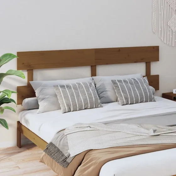 vidaXL Sengegærde 204x81 cm massivt fyrretræ gyldenbrun
