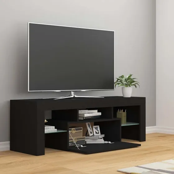 vidaXL tv-bord med LED-lys 120x35x40 cm sort